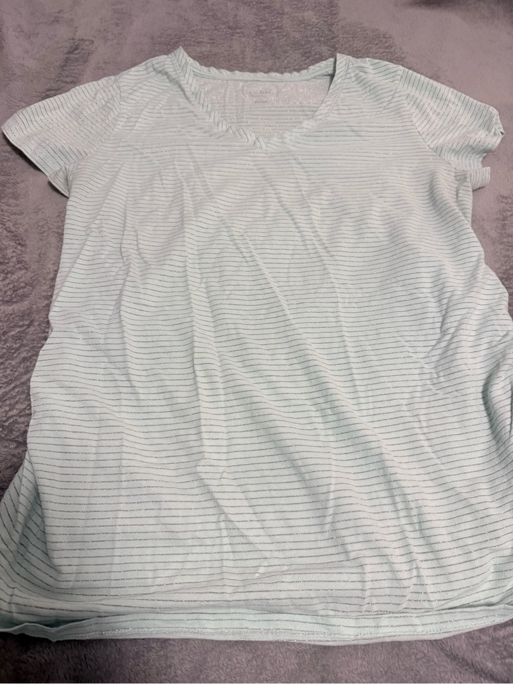 Light Mint Stripe V-Neck Women's Top